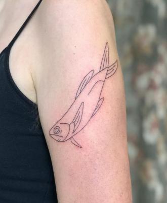 Ryba tatuaż na ramieniu