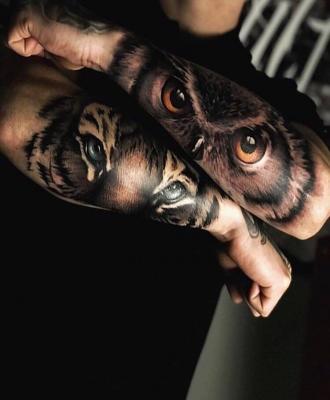 Tatuaże męskie na rękach oczy 