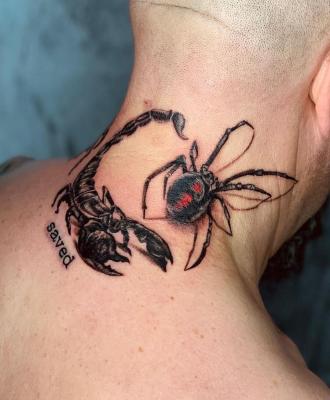 Tatuaże męskie skorpion i pająk